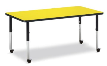 6408jcm187 Rectangle Activity Table, Yellow & Black - 30 X 60 In.