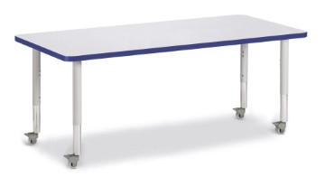 6413jcm003 Rectangle Activity Table, Gray & Blue - 30 X 72 In.