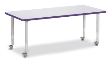 6413jcm004 Rectangle Activity Table, Gray & Purple - 30 X 72 In.