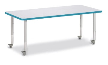 6413jcm005 Rectangle Activity Table, Gray & Teal - 30 X 72 In.