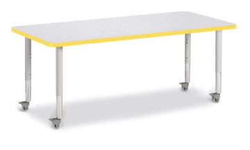 6413jcm007 Rectangle Activity Table, Gray & Yellow - 30 X 72 In.