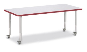 6413jcm008 Rectangle Activity Table, Gray & Red - 30 X 72 In.