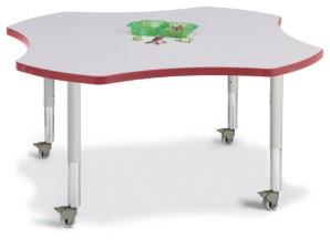 6453jcm008 Four Leaf Activity Table, Gray And Red - 48 In.