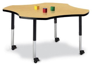 6453jcm011 Four Leaf Activity Table, Maple And Black - 48 In.