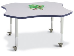 6453jcm112 Four Leaf Activity Table, Gray And Navy - 48 In.