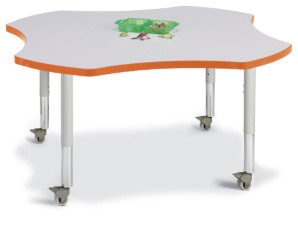 6453jcm114 Four Leaf Activity Table, Gray And Orange - 48 In.