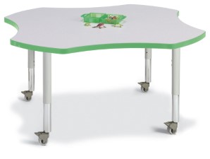 6453jcm119 Four Leaf Activity Table, Gray And Green - 48 In.