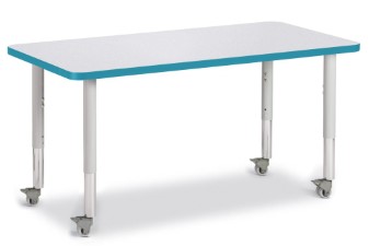 6403jcm005 Rectangle Activity Table, Gray And Teal - 24 X 48 In.