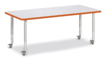 6413jcm114 Rectangle Activity Table, Gray And Orange - 30 X 72 In.