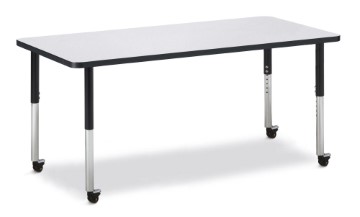 6413jcm180 Rectangle Activity Table, Gray And Black - 30 X 72 In.