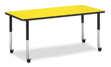 6413jcm187 Rectangle Activity Table, Yellow And Black - 30 X 72 In.