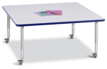 6418jcm003 Square Activity Table, Gray And Blue - 48 X 48 In.