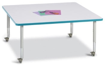 6418jcm005 Square Activity Table, Gray And Teal - 48 X 48 In.