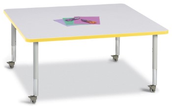6418jcm007 Square Activity Table, Gray And Yellow - 48 X 48 In.