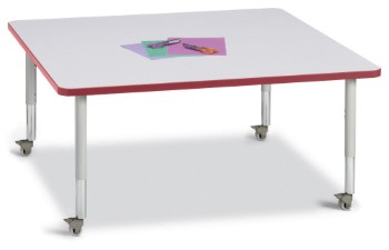 6418jcm008 Square Activity Table, Gray And Red - 48 X 48 In.