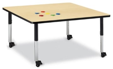 6418jcm011 Square Activity Table, Maple And Black - 48 X 48 In.