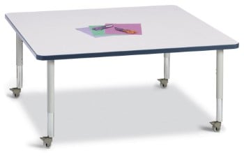 6418jcm112 Square Activity Table, Gray And Navy - 48 X 48 In.
