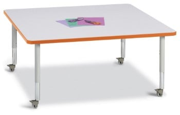 6418jcm114 Square Activity Table, Gray And Orange - 48 X 48 In.