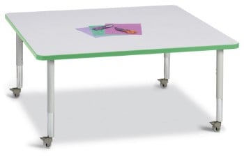 6418jcm119 Square Activity Table, Gray And Green - 48 X 48 In.