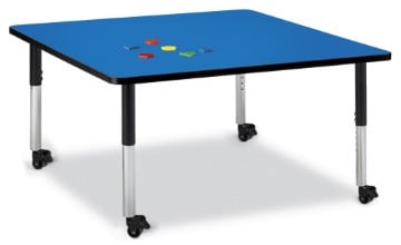 6418jcm183 Square Activity Table, Blue And Black - 48 X 48 In.