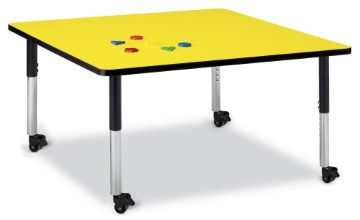 6418jcm187 Square Activity Table, Yellow And Black - 48 X 48 In.