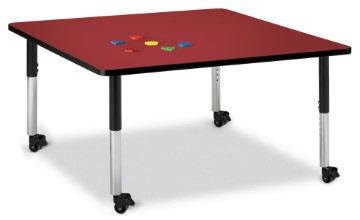6418jcm188 Square Activity Table, Red And Black - 48 X 48 In.