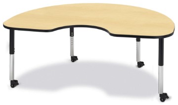 6423jcm011 Kidney Activity Table, Maple And Black - 48 X 72 In.