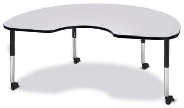 6423jcm180 Kidney Activity Table, Gray And Black - 48 X 72 In.