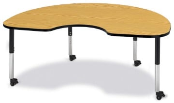 6423jcm210 Kidney Activity Table, Oak And Black - 48 X 72 In.