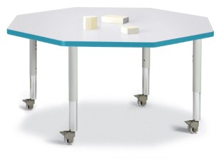 6428jcm005 Octagon Activity Table, Gray And Teal - 48 X 48 In.