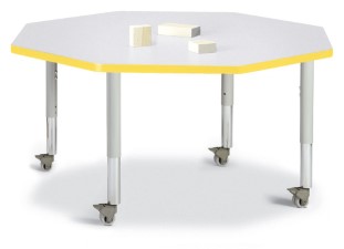 6428jcm007 Octagon Activity Table, Gray And Yellow - 48 X 48 In.