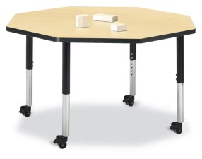 6428jcm011 Octagon Activity Table, Maple And Black - 48 X 48 In.