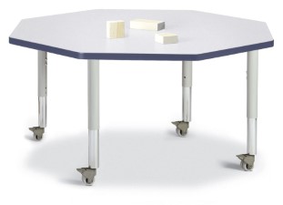 6428jcm112 Octagon Activity Table, Gray And Navy - 48 X 48 In.
