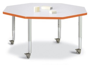 6428jcm114 Octagon Activity Table, Gray And Orange - 48 X 48 In.