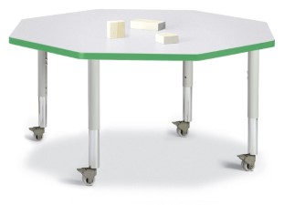 6428jcm119 Octagon Activity Table, Gray And Green - 48 X 48 In.