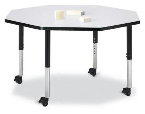 6428jcm180 Octagon Activity Table, Gray And Black - 48 X 48 In.