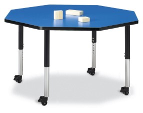 6428jcm183 Octagon Activity Table, Blue And Black - 48 X 48 In.