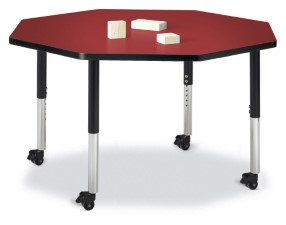 6428jcm188 Octagon Activity Table, Red And Black - 48 X 48 In.