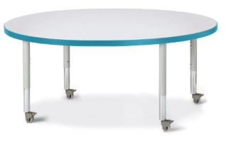 6433jcm005 Round Activity Table, Gray And Teal - 48 In.