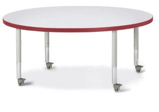 6433jcm008 Round Activity Table, Gray And Red - 48 In.