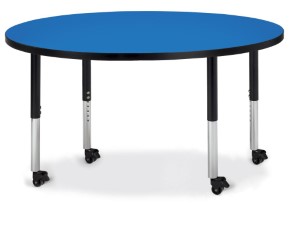 6433jcm183 Round Activity Table, Blue And Black - 48 In.