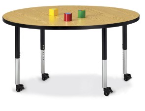 6433jcm210 Round Activity Table, Oak And Black - 48 In.