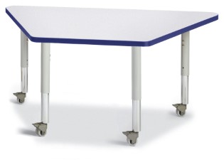 6438jcm003 Trapezoid Activity Tables, Gray And Blue - 24 X 48 In.