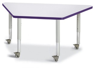 6438jcm004 Trapezoid Activity Tables, Gray And Purple - 24 X 48 In.