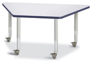 6438jcm112 Trapezoid Activity Tables, Gray And Navy - 24 X 48 In.