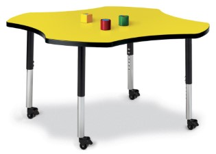 6453jcm187 Four Leaf Activity Table, Yellow & Black - 48 In.