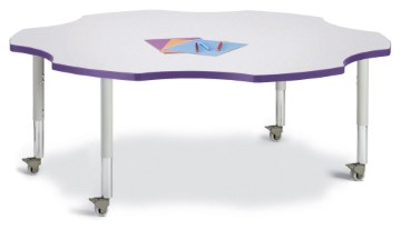 6458jcm004 Six Leaf Activity Table -gray & Blue - 60 In.