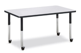 6473jcm180 Rectangle Activity Table, Gray & Black - 30 X 48 In.