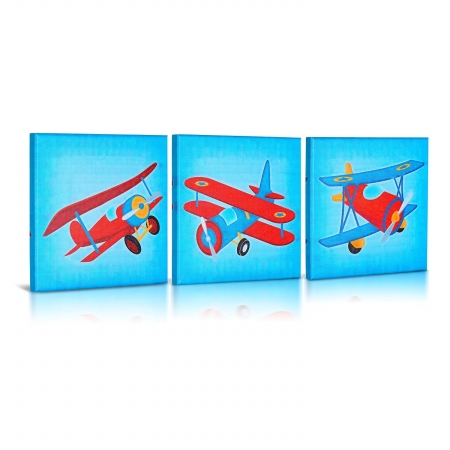 Green Fog Gf0002 Lets Fly Canvas Gallery Wrapped Art - 3pc. Set
