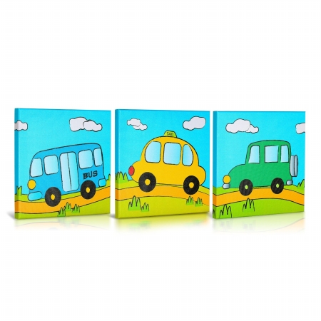 Green Fog Gf0003 Lets Drive Canvas Gallery Wrapped Art - 3pc. Set